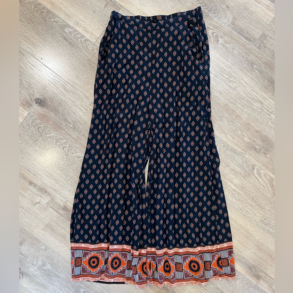 Rip Curl Bohemian Wide-Leg Pants in Black and Orange